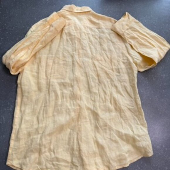 Tommy Bahama Yellow 100% Linen Long Sleeve Button-Up Shirt - Size XL - Picture 8 of 12